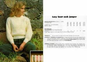 Thorobred Naturally - lacy boag neck jumper