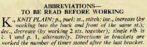 Womens Weekly - knit with ease designs - abbreviations