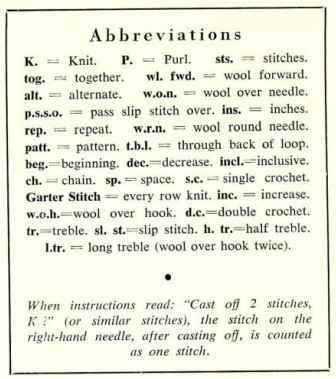 Patons KB 597 - For boys and youths 11 to 18 - abbreviations