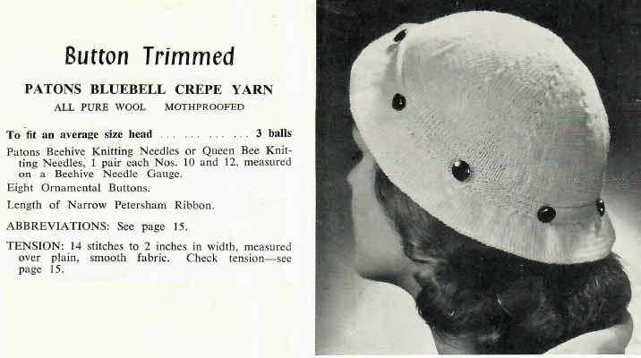 Patons 524 - Ladies and girls hats - button trimmed
