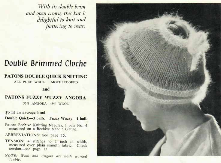 Patons 524 - Ladies and girls hats - double brimmed cloche