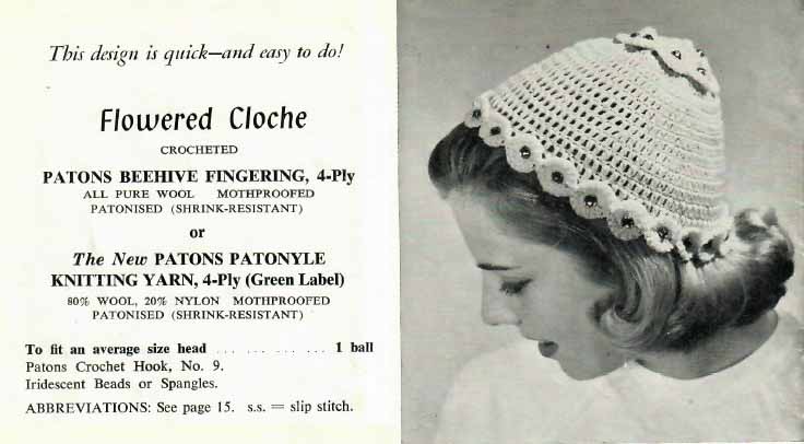 Patons 524 - Ladies and girls hats - flowered cloche