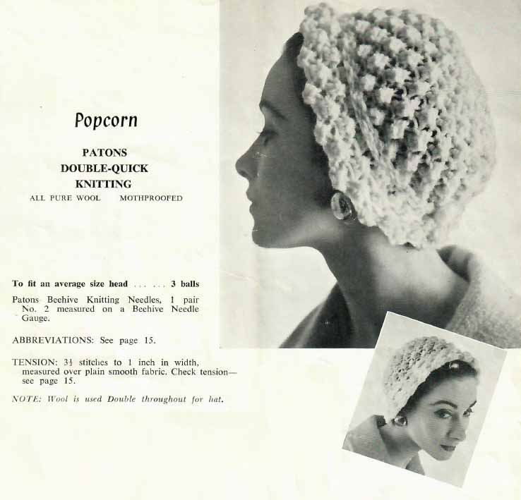 Patons 524 - Ladies and girls hats - popcorn