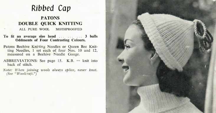 Patons 524 - Ladies and girls hats - ribbed cap