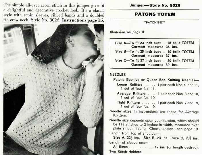 Patons 802 - But I just live in Totem - 8026 - acorn stitch jumper