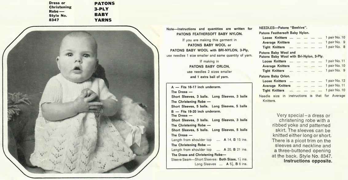 Patons 834 - Playmates in 3 ply baby yarns - 8347 - dress