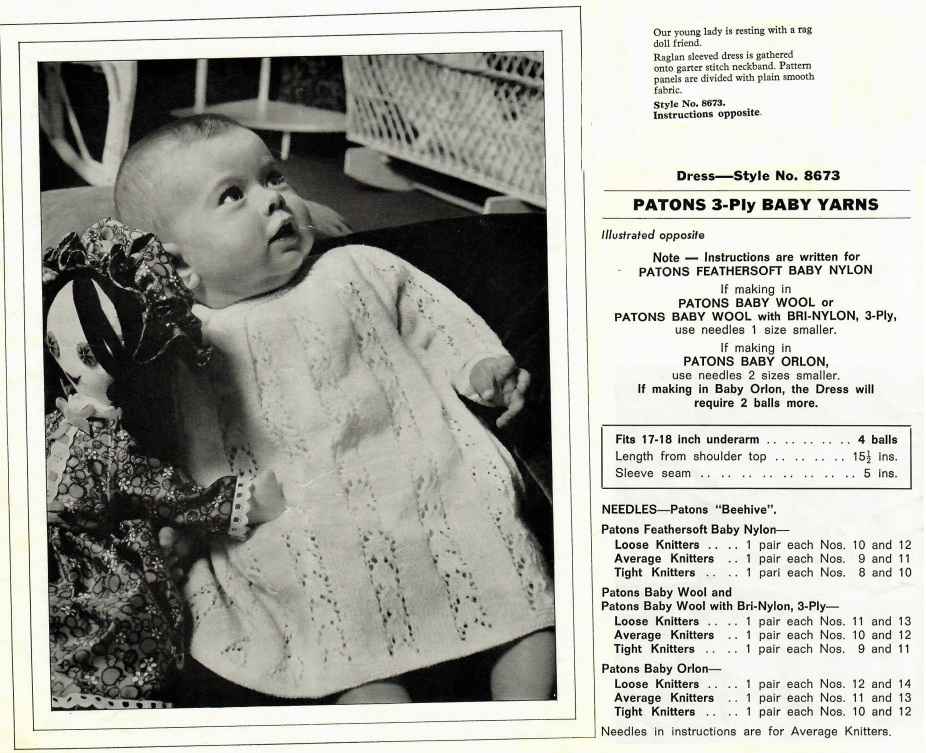 Patons 867 - Gurgles and Games in 3 ply baby yarns - 8673 - dress