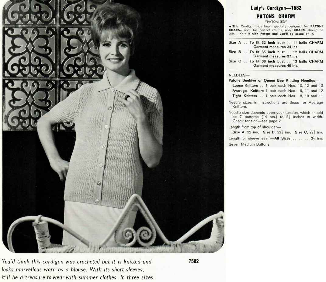 Patons Charm 758 - 7582 ladys cardigan
