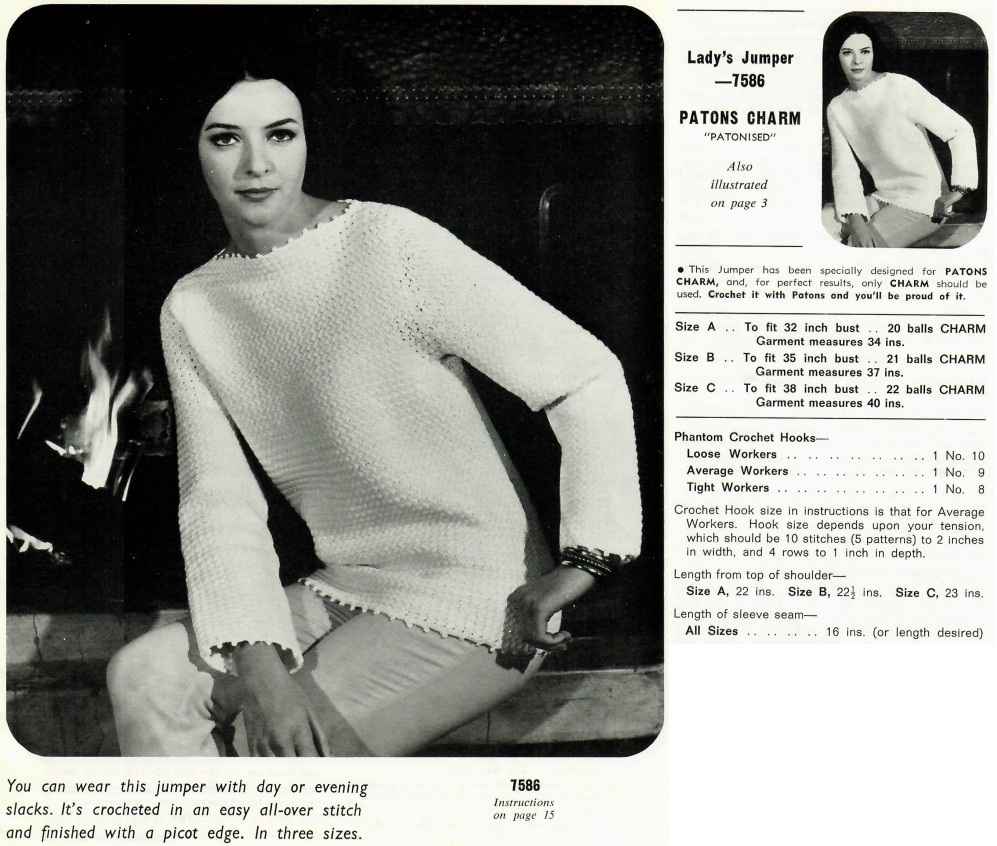 Patons Charm 758 - 7586 crocheted jumper