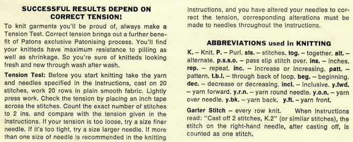 Patons Classics 102 - abbreviations