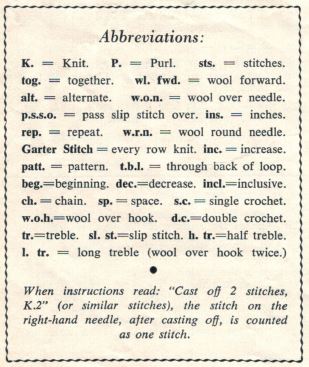 Patons 554 - abbreviations