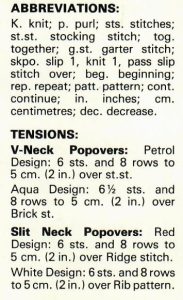 Capricorn 6451 - Bulky Knitting - abbreviations