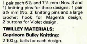 Twilleys Capricorn 8452 - Bulky Knitting - materials