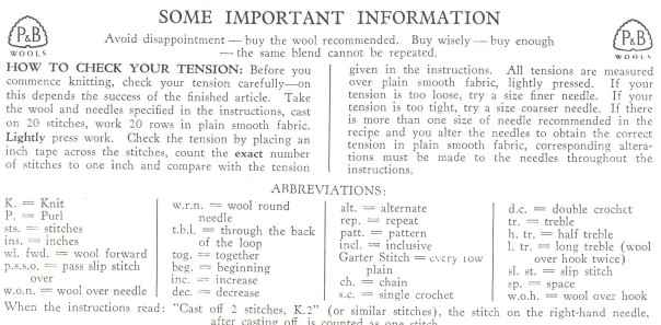Patons - abbreviations