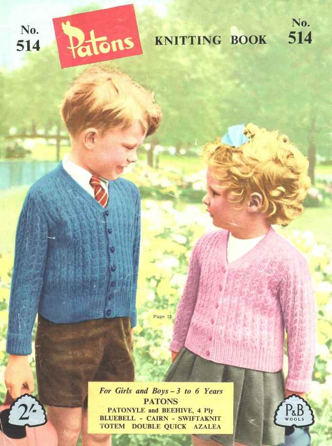 Patons 514 for girls and boys 3 to 6 years - back cover