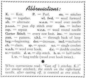 Patons 560 from 18 months to 6 years - abbreviations